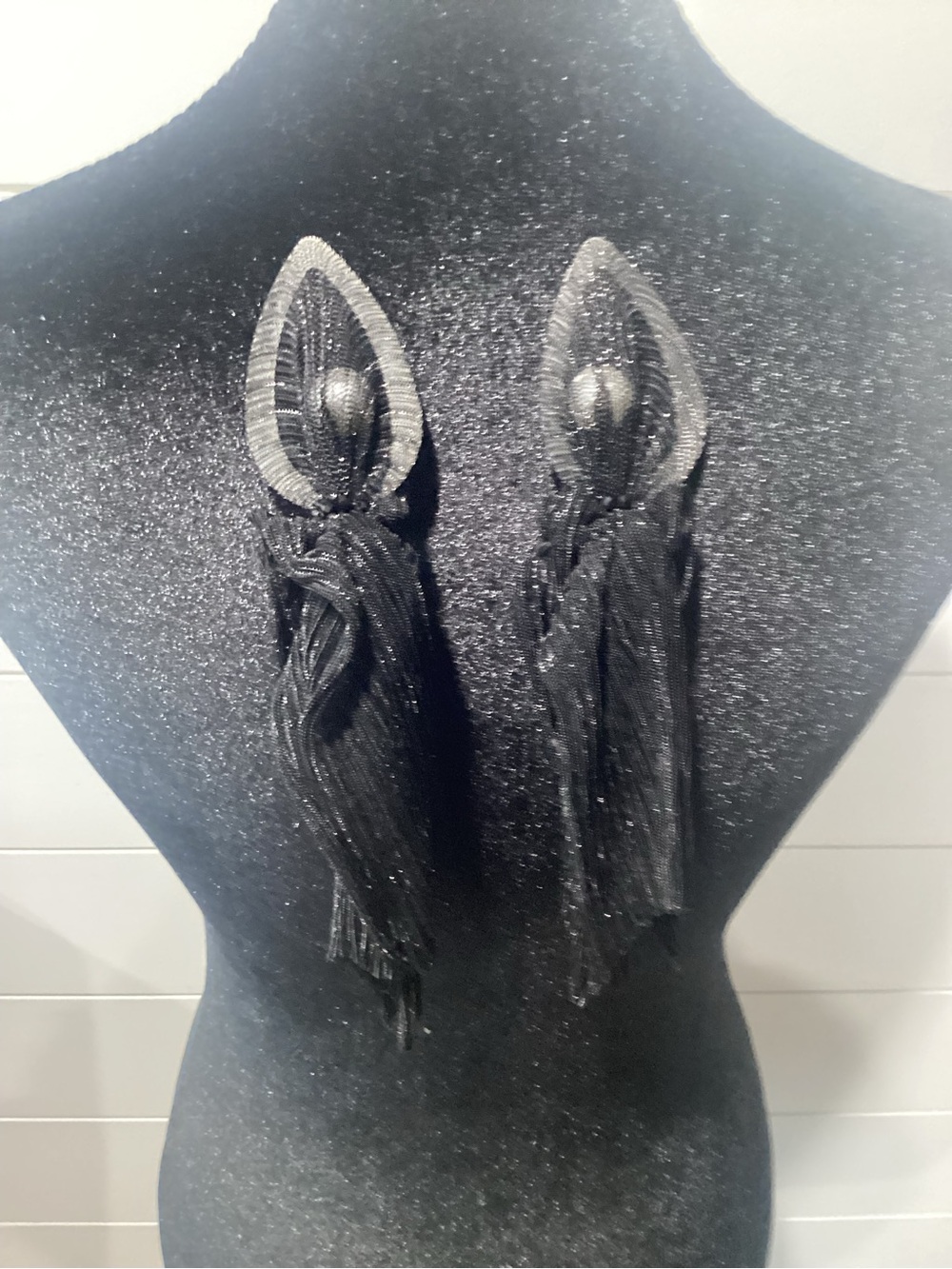 Black Tassel Drop Earrings - Elegant Statement Earrings
